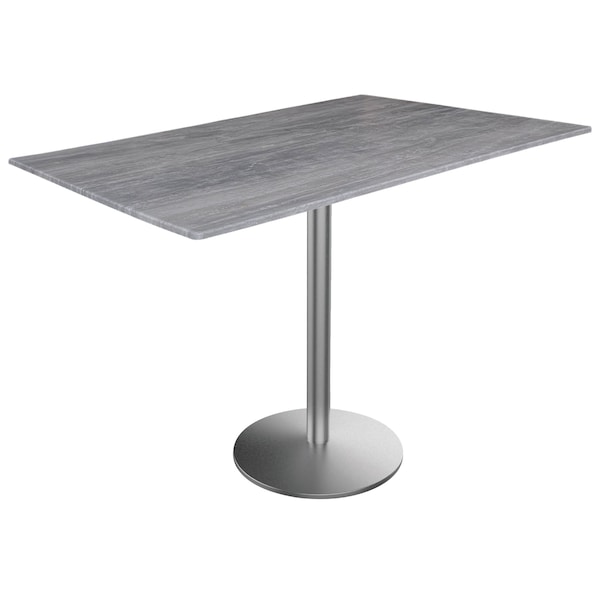 Holland Bar Stool Co 42 Tall OD214 St Steel Table Base w22 Diameter foot and 32x48 Greystone Top, IndoorOutdoor OD214-2242SSODS3248GryStn - main